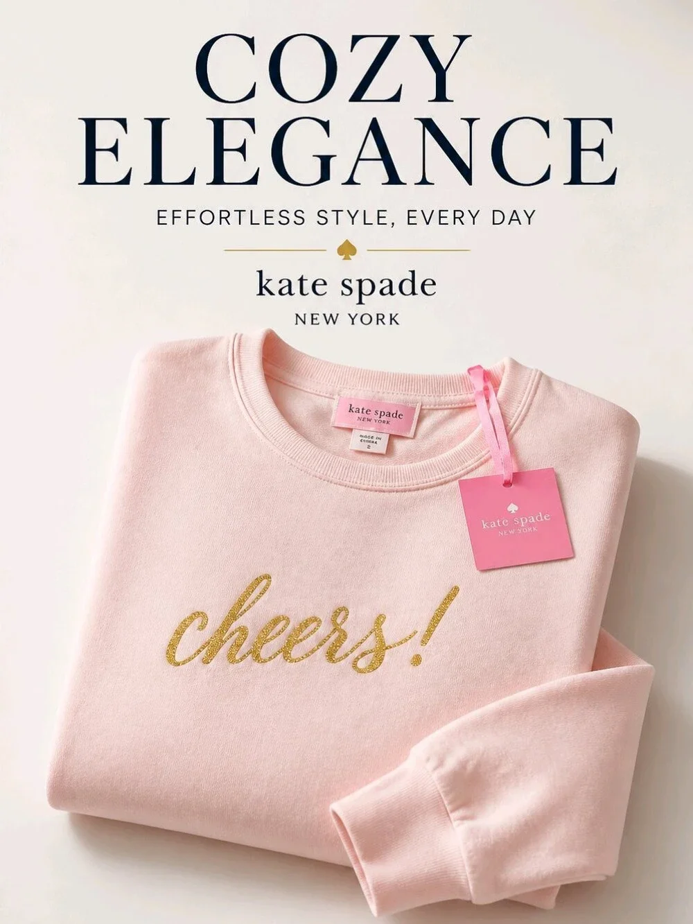 kate spade Pink Crewneck Sweatshirt with Gold 